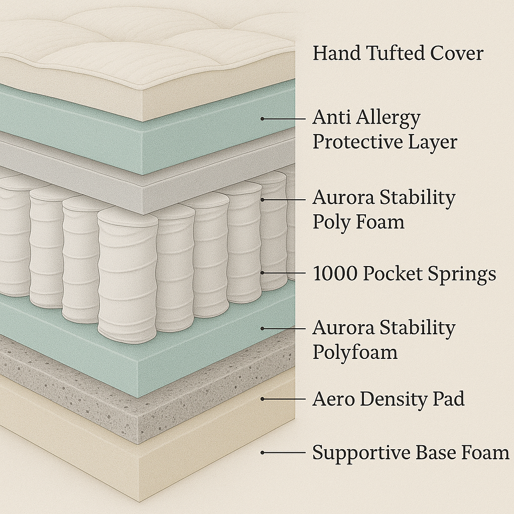 AURORA 1000 POCKET MATTRESS PILLOWTOP